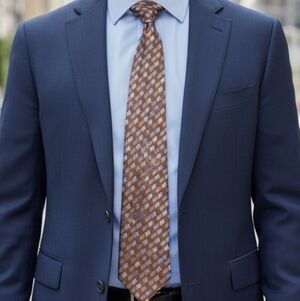 Galo Cossinni - Classic Copper Silk Tie With Multi Colored Diamond Design, 100%